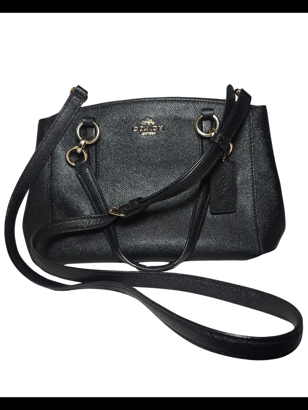 Coach Black Leather Shoulder Bag with Gold Hardware - Coach